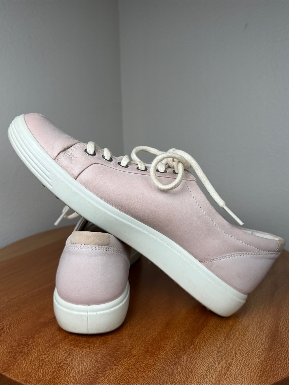ECCO Soft 7 Leather Shoes Sneakers Rose Leather Pale Pink Women’s Size 9US - Picture 3 of 12